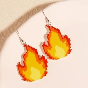 NIB Pixel Fire Charm Earrings